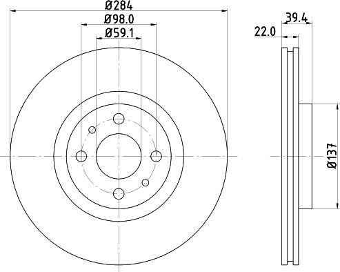 HELLA 8DD 355 102-531 - Тормозной диск autospares.lv