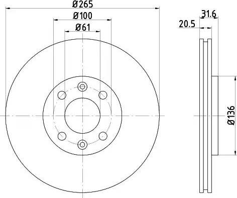 HELLA 8DD 355 102-141 - Тормозной диск autospares.lv