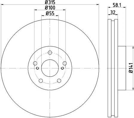 HELLA 8DD 355 115-701 - Тормозной диск autospares.lv