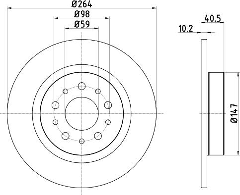 HELLA 8DD 355 120-931 - Тормозной диск autospares.lv