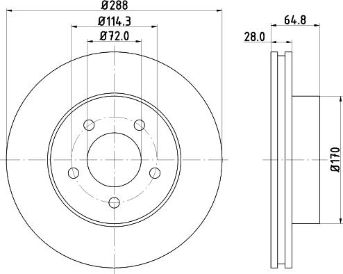 HELLA 8DD 355 127-901 - Тормозной диск autospares.lv