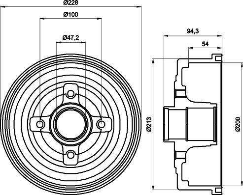 HELLA 8DT 355 300-411 - Тормозной барабан autospares.lv