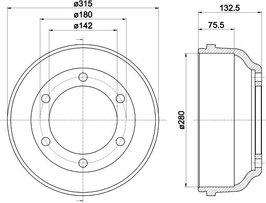 HELLA 8DT 355 300-471 - Тормозной барабан autospares.lv