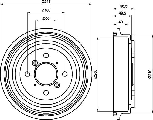 HELLA 8DT 355 300-571 - Тормозной барабан autospares.lv