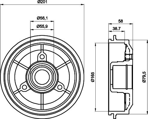 HELLA 8DT 355 300-051 - Тормозной барабан autospares.lv