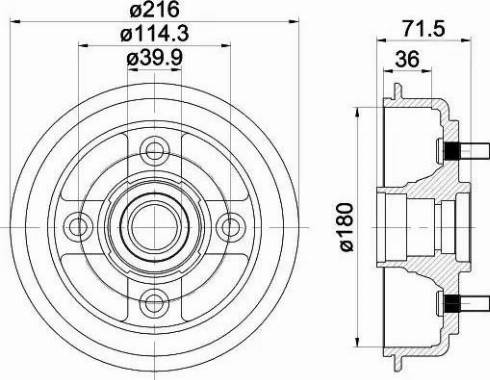 HELLA 8DT 355 300-851 - Тормозной барабан autospares.lv