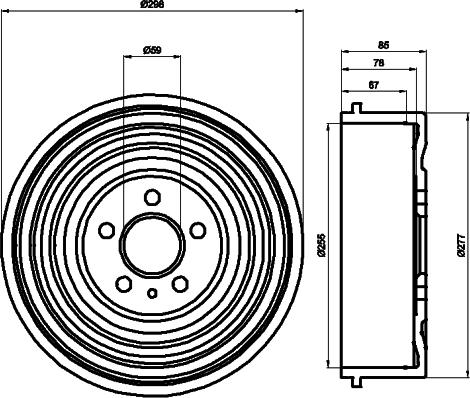 HELLA 8DT 355 301-591 - Тормозной барабан autospares.lv