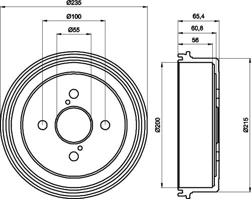 HELLA 8DT 355 301-501 - Тормозной барабан autospares.lv