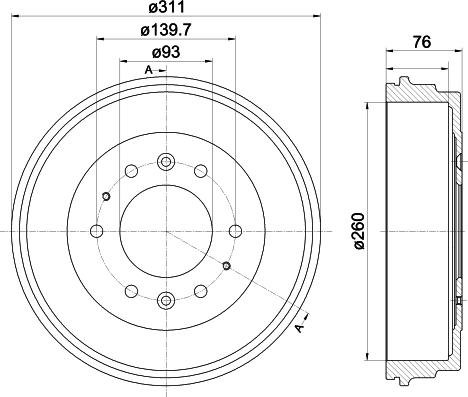 HELLA 8DT 355 301-841 - Тормозной барабан autospares.lv