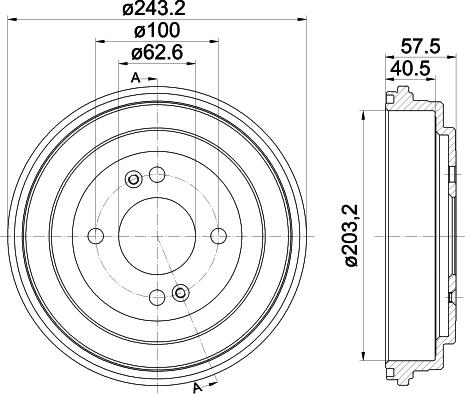 HELLA 8DT 355 301-881 - Тормозной барабан autospares.lv