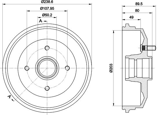 HELLA 8DT 355 301-361 - Тормозной барабан autospares.lv