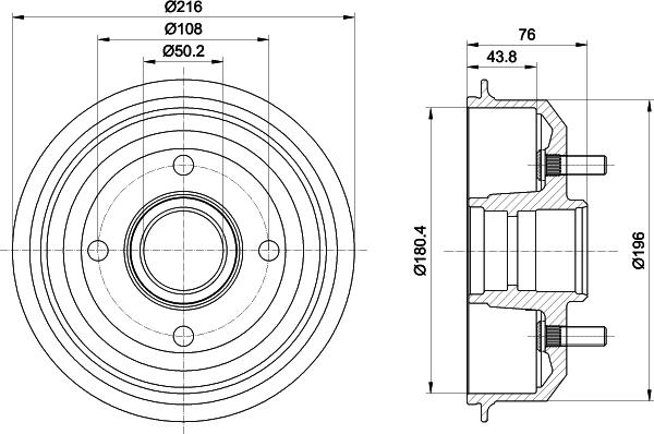 HELLA 8DT 355 301-331 - Тормозной барабан autospares.lv