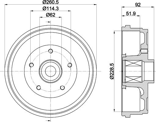 HELLA 8DT 355 303-401 - Тормозной барабан autospares.lv