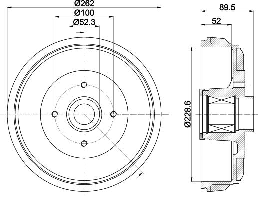 HELLA 8DT 355 303-411 - Тормозной барабан autospares.lv