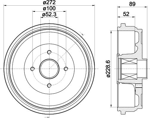 HELLA 8DT 355 303-111 - Тормозной барабан autospares.lv