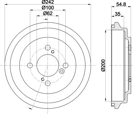 HELLA 8DT 355 303-291 - Тормозной барабан autospares.lv