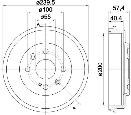 HELLA 8DT 355 302-491 - Тормозной барабан autospares.lv