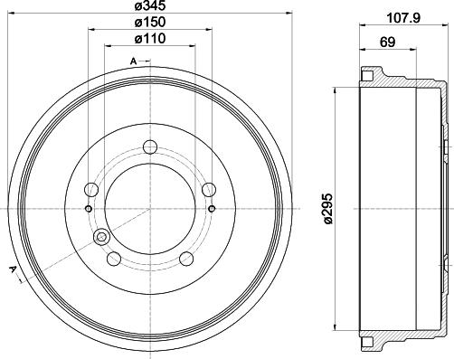 HELLA 8DT 355 302-551 - Тормозной барабан autospares.lv