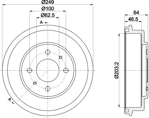 HELLA 8DT 355 302-691 - Тормозной барабан autospares.lv