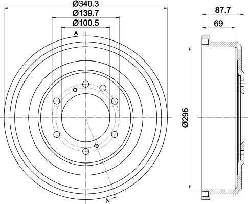 HELLA 8DT 355 302-621 - Тормозной барабан autospares.lv