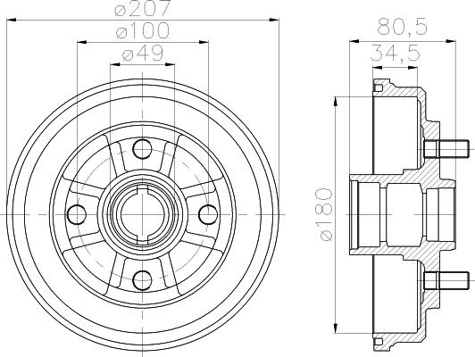 HELLA 8DT 355 302-061 - Тормозной барабан autospares.lv