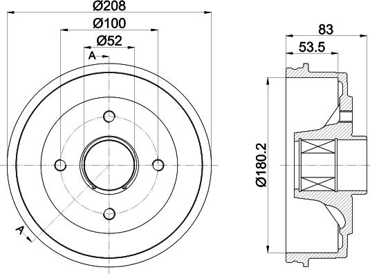 HELLA 8DT 355 302-801 - Тормозной барабан autospares.lv