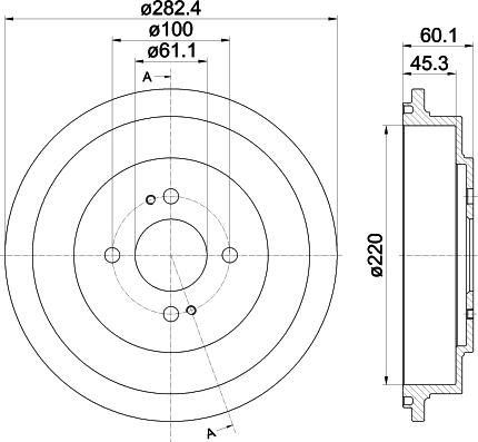 HELLA 8DT 355 302-391 - Тормозной барабан autospares.lv