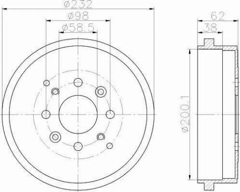 HELLA 8DT 355 302-241 - Тормозной барабан autospares.lv