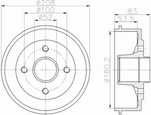 HELLA 8DT 355 302-231 - Тормозной барабан autospares.lv