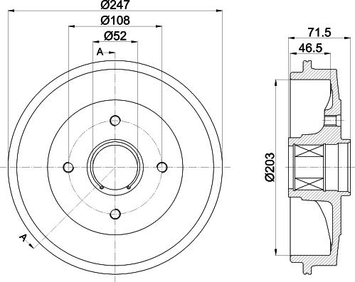 HELLA 8DT 355 302-791 - Тормозной барабан autospares.lv