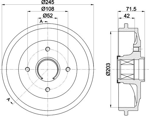 HELLA 8DT 355 302-741 - Тормозной барабан autospares.lv