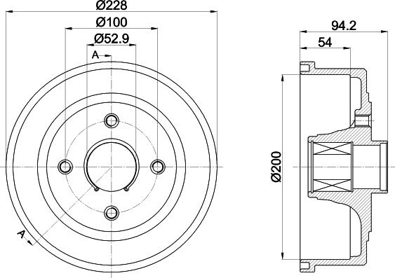 HELLA 8DT 355 302-731 - Тормозной барабан autospares.lv