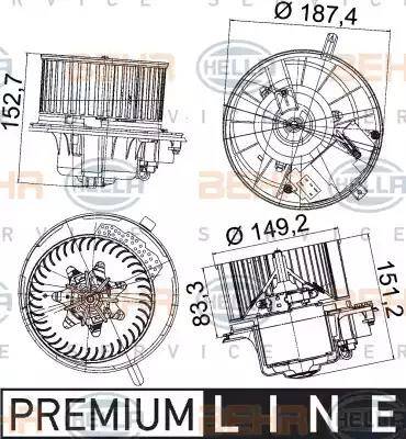 HELLA 8EW 351 043-221 - Вентилятор салона autospares.lv