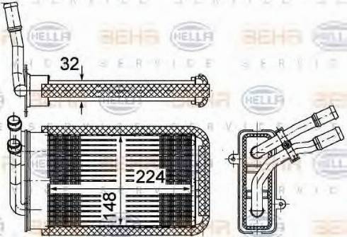 HELLA 8FH 351 002-141 - Теплообменник, отопление салона autospares.lv