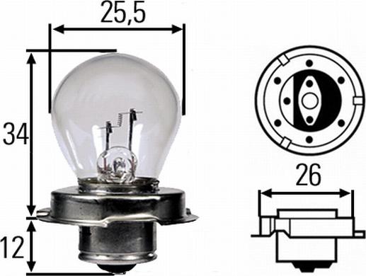 HELLA 8GA 008 899-061 - Лампа накаливания, основная фара autospares.lv