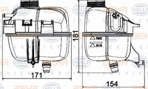 HELLA 8MA 376 737-224 - Компенсационный бак, охлаждающая жидкость autospares.lv