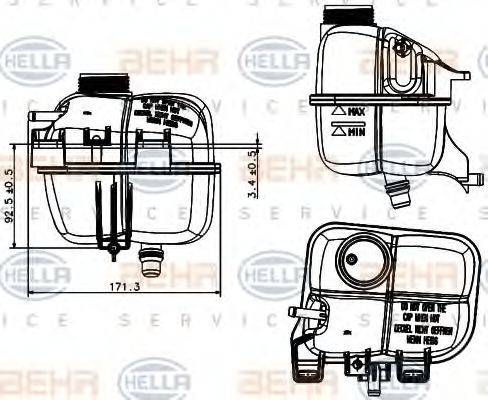 HELLA 8MA 376 737-221 - Компенсационный бак, охлаждающая жидкость autospares.lv