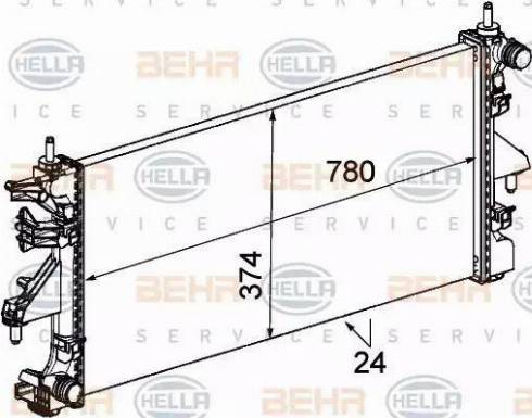 HELLA 8MK 376 745-104 - Радиатор, охлаждение двигателя autospares.lv