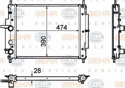 HELLA 8MK 376 754-411 - Радиатор, охлаждение двигателя autospares.lv