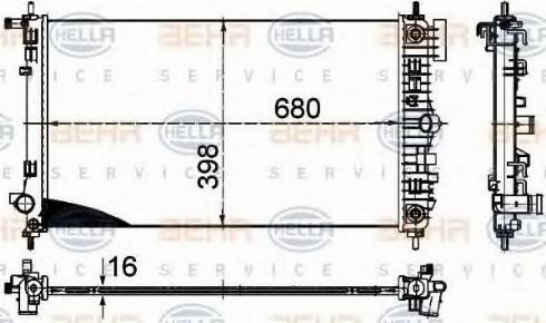 HELLA 8MK 376 754-314 - Радиатор, охлаждение двигателя autospares.lv