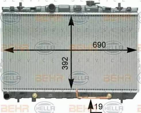 HELLA 8MK 376 762-121 - Радиатор, охлаждение двигателя autospares.lv