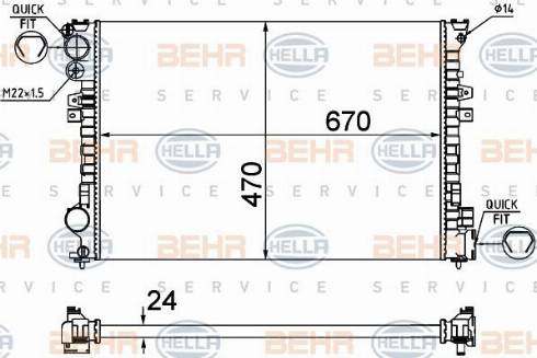 HELLA 8MK 376 719-235 - Радиатор, охлаждение двигателя autospares.lv