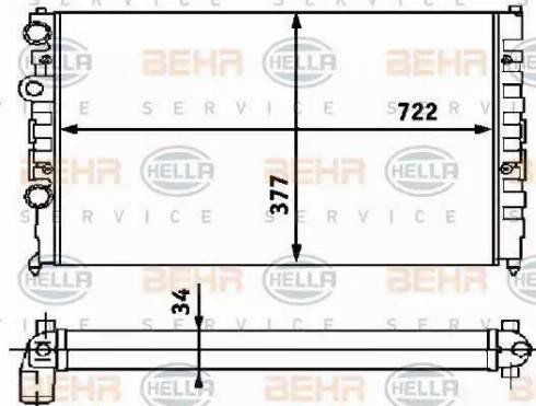 HELLA 8MK 376 715-174 - Радиатор, охлаждение двигателя autospares.lv