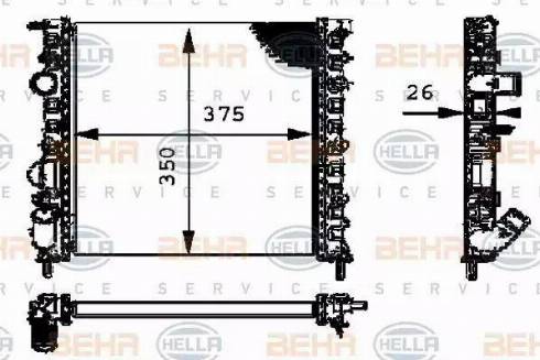 HELLA 8MK 376 712-634 - Радиатор, охлаждение двигателя autospares.lv