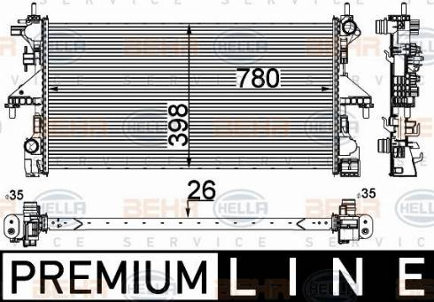 HELLA 8MK 376 733-561 - Радиатор, охлаждение двигателя autospares.lv