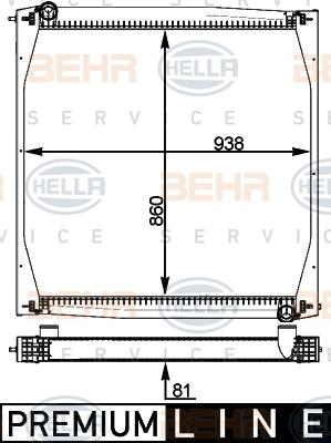 HELLA 8MK 376 721-625 - Радиатор, охлаждение двигателя autospares.lv