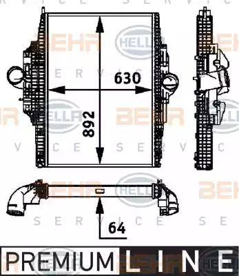 HELLA 8ML 376 724-281 - Интеркулер, теплообменник турбины autospares.lv