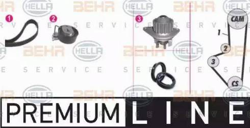 HELLA 8MP 376 809-831 - Водяной насос + комплект зубчатого ремня ГРМ autospares.lv