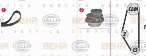 HELLA 8MP 376 804-831 - Водяной насос + комплект зубчатого ремня ГРМ autospares.lv