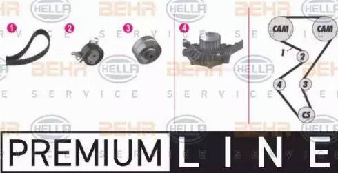 HELLA 8MP 376 804-871 - Водяной насос + комплект зубчатого ремня ГРМ autospares.lv